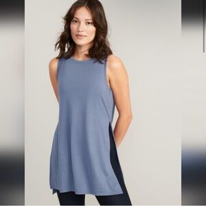 OLD NAVY ACTIVE XXL UltraLite Go-Dry Tunic Tank Top Gray Blue Long Length